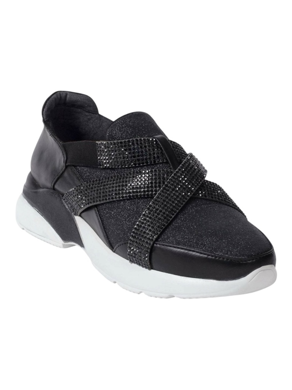 Venus Women's Black and White Glitter Wedge Sneakers Size 7